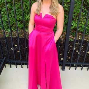 Hot pink satin prom dress!